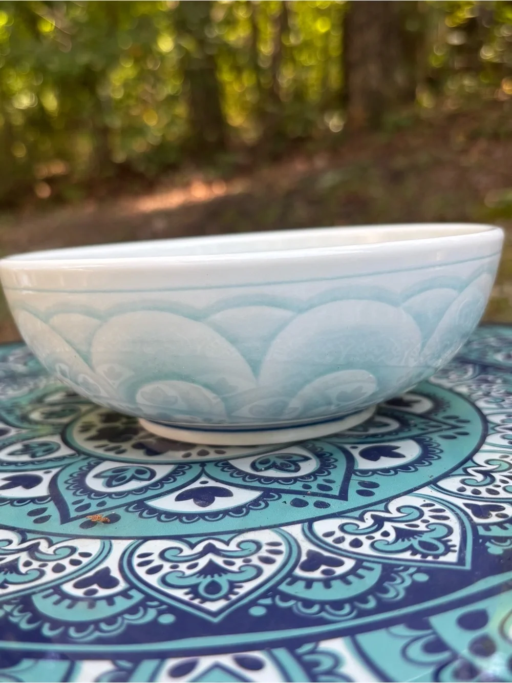 Vintage Japanese Shoho Kiln Celadon Porcelain Lotus Bowl 6